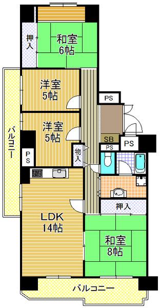 Floor plan. 4LDK, Price 18.6 million yen, Occupied area 91.12 sq m , Balcony area 23.8 sq m