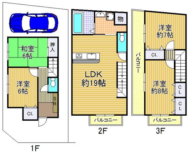Floor plan. 17.8 million yen, 4LDK, Land area 58.07 sq m , Building area 100.22 sq m "Taisho-ku, ・ Buying and selling "LDK is located whopping about 19 Pledge