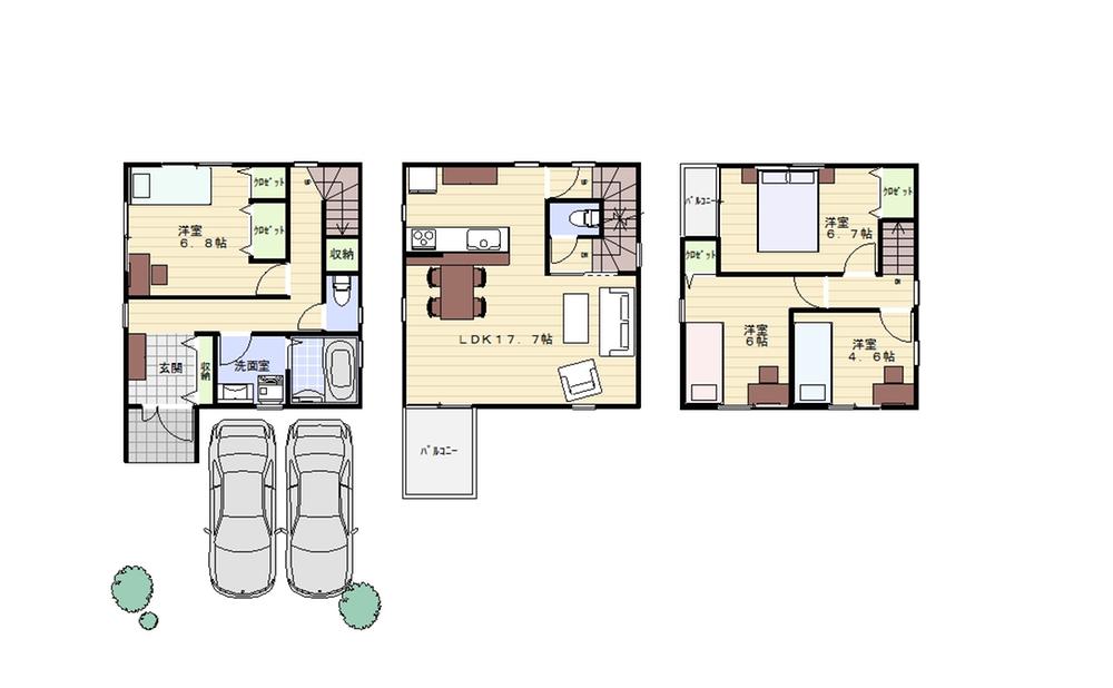 Floor plan. 29,800,000 yen, 4LDK, Land area 71.35 sq m , Building area 102.78 sq m Floor Plan (image)