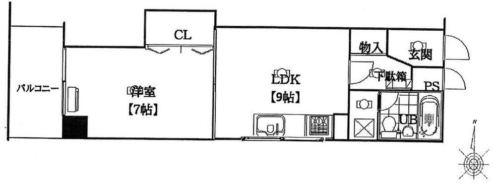 Floor plan. 1LDK, Price 9.5 million yen, Occupied area 40.06 sq m , Balcony area 4.6 sq m