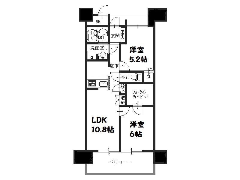 Floor plan. 2LDK + S (storeroom), Price 21,800,000 yen, Occupied area 52.32 sq m , Balcony area 9.81 sq m