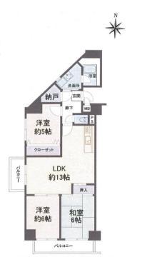 Floor plan. 3LDK, Price 15.8 million yen, Footprint 69.8 sq m , Balcony area 8.52 sq m footprint 69.30 sq m  Southwest angle room
