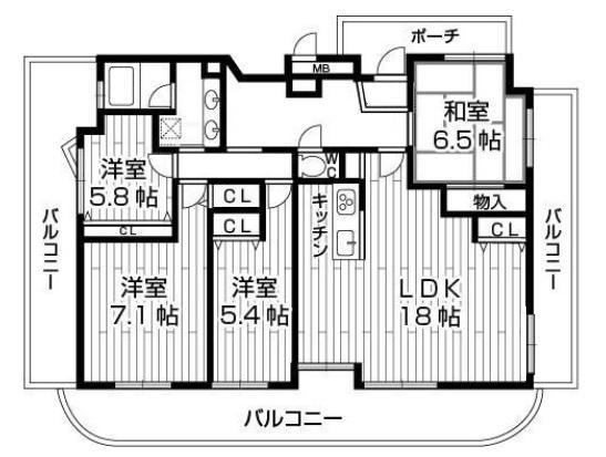 Floor plan. 4LDK, Price 39,800,000 yen, Footprint 106.12 sq m , Balcony area 19.78 sq m all rooms opening! South ・ West ・ North Point room.