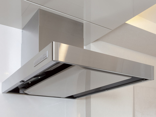 Kitchen.  [Range food] living ・ Adopt a high stainless steel mantle type range hood-designed in harmony with dining space (same specifications)