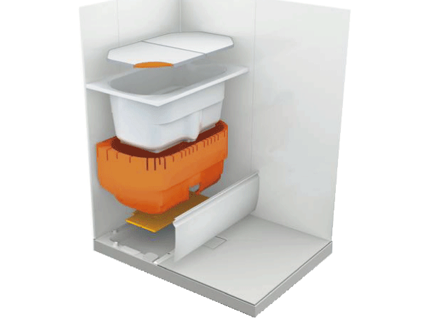 Bathing-wash room.  [Thermos bathtub] The effect of high bath lid of warmth and double thermal insulation material, Adopt a thermos tub hot water is cold difficult to keep a comfortable water temperature for a long time. It leads to a result to reduce the number of reheating, Is economical (conceptual diagram)