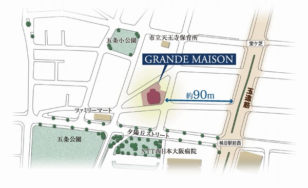 Local west of Tamatsukuri muscle, Yuhigaoka Street North, Set back about 90m from the main street, Located in the corner of a quiet residential area (the location illustration)
