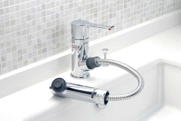 Bathing-wash room.  [Single lever shower faucet] Hot water at the touch of a button operation by a single lever ・ Adopt a hand shower faucet that can not use the water. Morning shampoo, of course, It is also useful in the care of the wash bowl (same specifications)