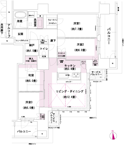 Floor: 4LDK + N, the occupied area: 91.36 sq m, Price: 62,380,000 yen ・ 63,580,000 yen