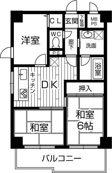 Floor plan. 3DK, Price 14.9 million yen, Footprint 51.9 sq m , Balcony area 8.32 sq m