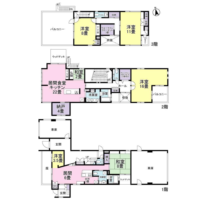 Floor plan. 255 million yen, 5LDDKK + S (storeroom), Land area 219.75 sq m , Building area 322.6 sq m