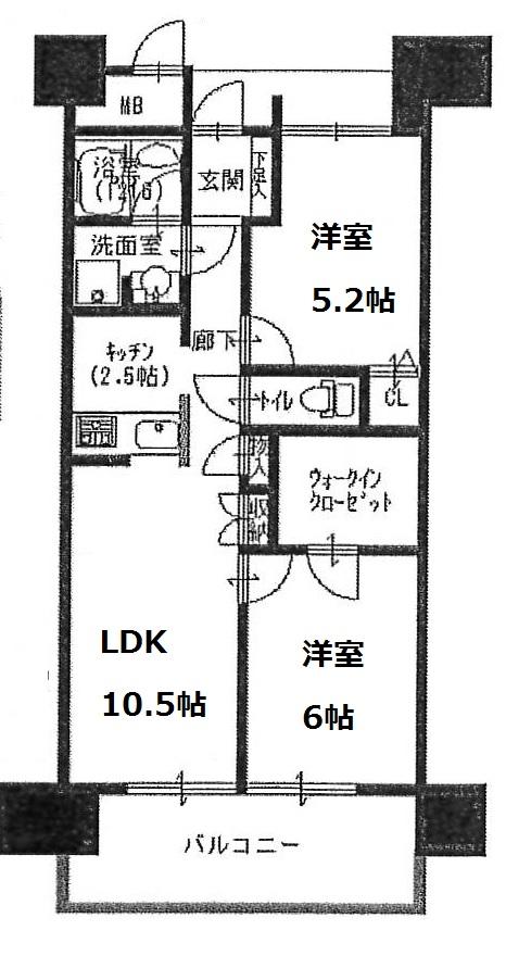 Floor plan. 3LDK, Price 21,800,000 yen, Occupied area 52.32 sq m , Balcony area 9.81 sq m