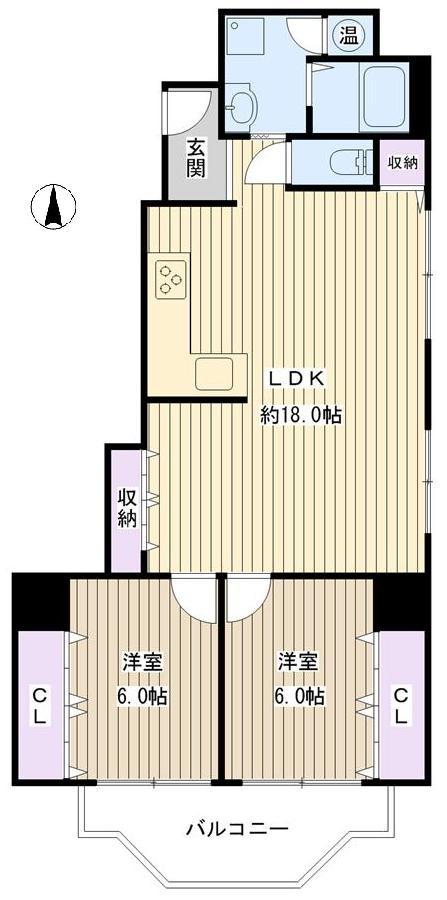 Floor plan. 2LDK, Price 18 million yen, Occupied area 74.67 sq m , Balcony area 6.24 sq m interior renovation completed!