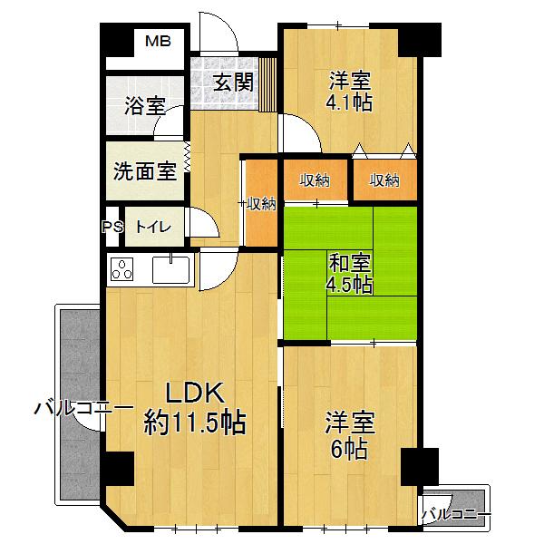 Floor plan. 2LDK+S, Price 15.8 million yen, Occupied area 63.63 sq m , Balcony area 5.16 sq m