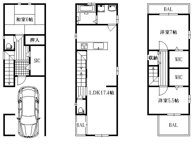 Floor plan. 36,800,000 yen, 3LDK, Land area 53.95 sq m , Building area 96.85 sq m