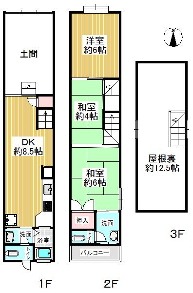 Floor plan. 28 million yen, 3DK + S (storeroom), Land area 42.94 sq m , Building area 91.72 sq m