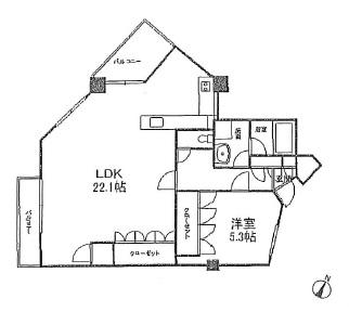 Floor plan. 1LDK, Price 17.8 million yen, Occupied area 68.48 sq m , Balcony area 5.53 sq m