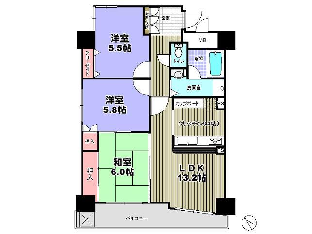 Floor plan. 3LDK, Price 20.5 million yen, Occupied area 69.21 sq m , Balcony area 7.56 sq m 69.21 sq m  ◆ 3LDK