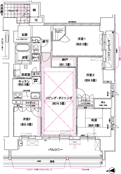Floor: 4LDK, occupied area: 96.67 sq m, Price: 54.8 million yen
