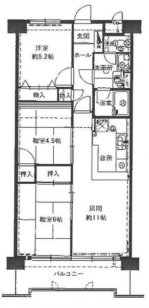 Floor plan. 3LDK, Price 16,900,000 yen, Footprint 61.6 sq m , Good south balcony balcony area 8.7 sq m per yang