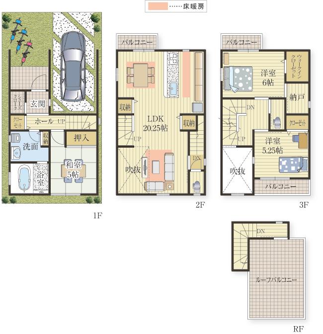 It is part of the family design plan. Using a blow-by, Space that was considered more open. Study Tsukai also allows the closet. Dream is spread design.. Family design