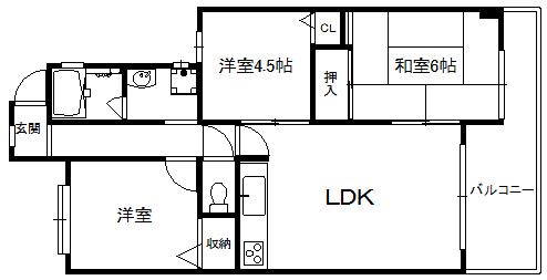 Floor plan. 3LDK, Price 14.5 million yen, Occupied area 62.31 sq m , Balcony area 10.2 sq m