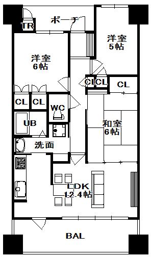 Floor plan. 3LDK, Price 18,800,000 yen, Footprint 66.6 sq m , Balcony area 12.35 sq m