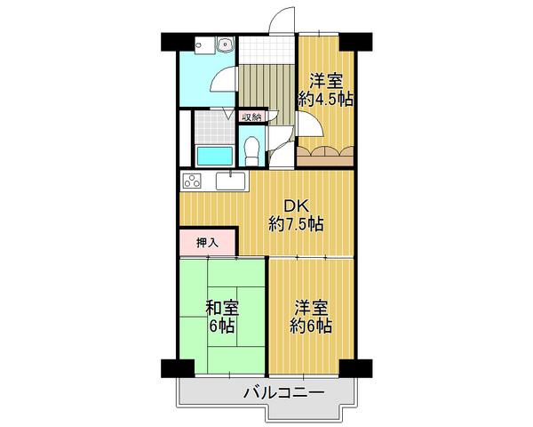 Floor plan. 3DK, Price 13.8 million yen, Occupied area 53.76 sq m , Residence of the balcony area 7.45 sq m per yang good 3LDK