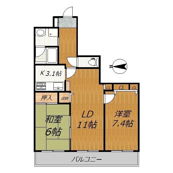Floor plan. 2LDK, Price 21 million yen, Footprint 62.9 sq m , Balcony area 15.15 sq m bright west-facing room. Wind also as well.