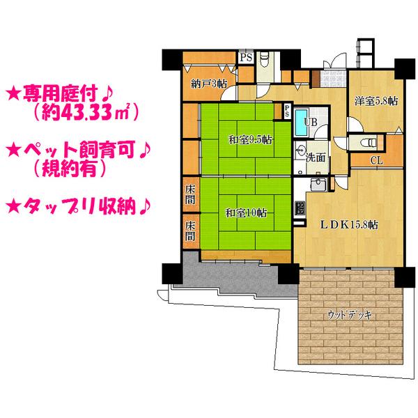 Floor plan. 3LDK+S, Price 29,800,000 yen, Footprint 113.48 sq m , Balcony area 20.55 sq m
