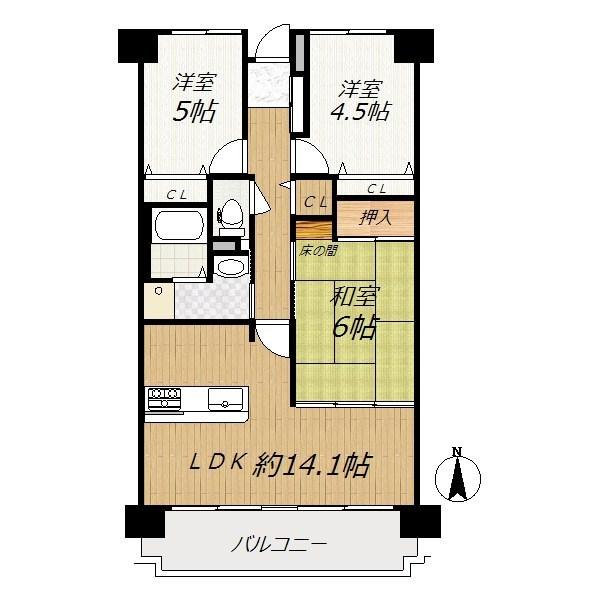 Floor plan. 3LDK, Price 17,980,000 yen, Occupied area 67.53 sq m , Balcony area 10.85 sq m living next to a Japanese-style room. Convenient to fold the laundry.