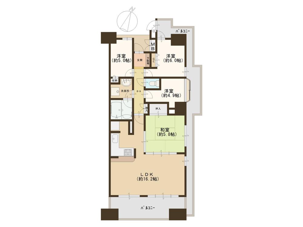 Floor plan. 4LDK, Price 33,800,000 yen, Occupied area 80.98 sq m , Balcony area 15.51 sq m