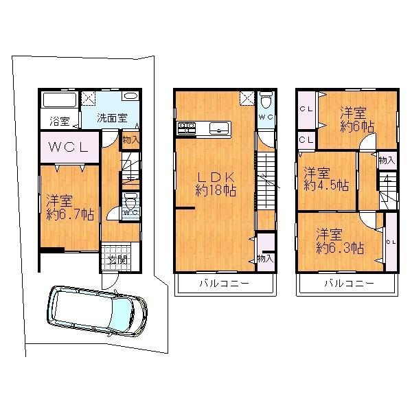 Floor plan. 27,800,000 yen, 4LDK, Land area 77 sq m , Building area 109.3 sq m