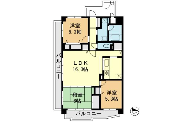 Floor plan. 3LDK, Price 24,800,000 yen, Occupied area 73.65 sq m