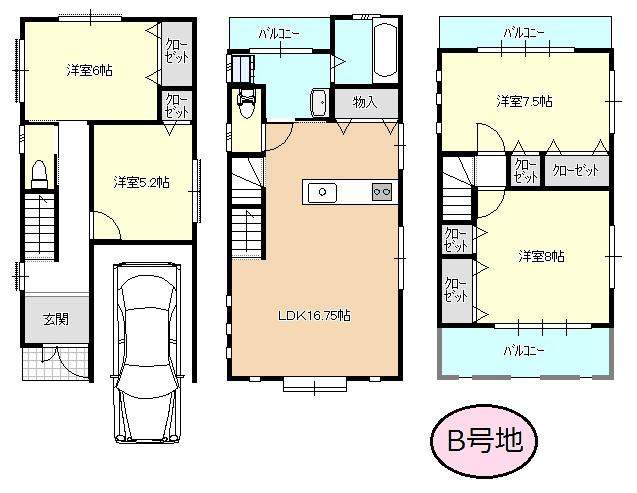 Floor plan. 34,800,000 yen, 4LDK, Land area 62 sq m , Building area 101.59 sq m 4LDK