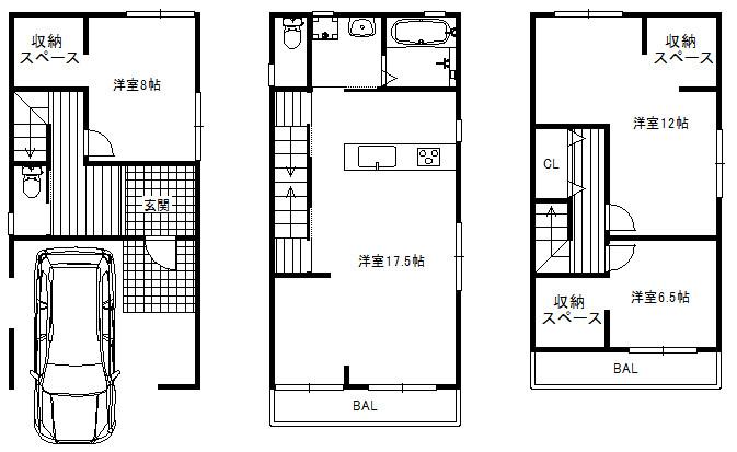 Building plan example (floor plan). Building plan example Building price 1600 yen, Building area 75.9 sq m