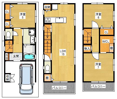 Building plan example (floor plan). Building plan example building price 16.8 million yen, Building area 96 sq m