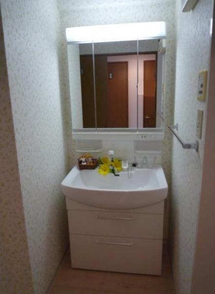 Wash basin, toilet. It is the washstand of the three-sided mirror.