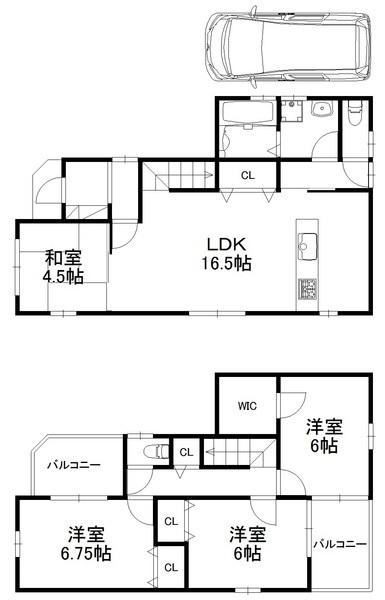 Floor plan. 36,800,000 yen, 4LDK, Land area 81.5 sq m , Building area 99.22 sq m convenient parking with space, Residence of 4LDK