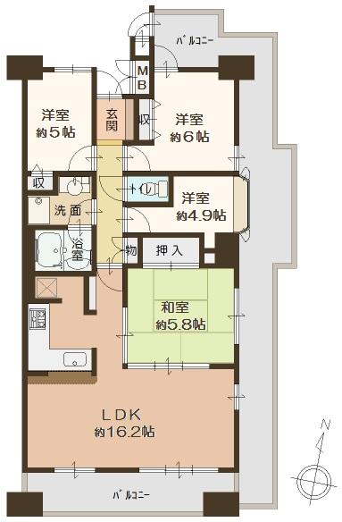 Floor plan. 4LDK, Price 33,800,000 yen, Occupied area 80.98 sq m , Balcony area 15.51 sq m   [Floor plan]