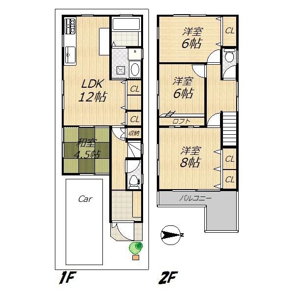 Floor plan. 28.8 million yen, 4LDK, Land area 79.49 sq m , Building area 89.91 sq m high roof car OK.