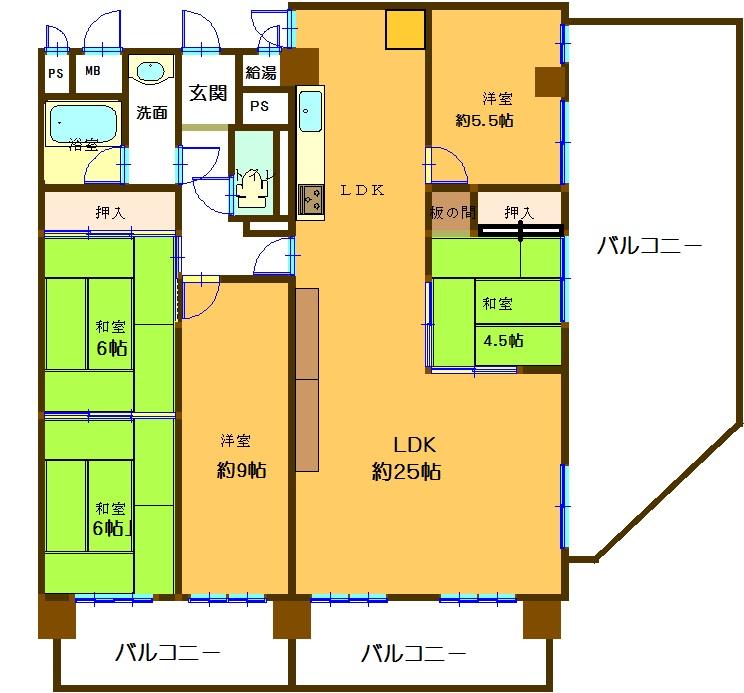 Floor plan. 5LDK, Price 17.8 million yen, Footprint 116.16 sq m , Balcony area 43.96 sq m   ■ 5LDK of room!