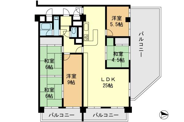 Floor plan. 5LDK, Price 18,800,000 yen, Footprint 116.16 sq m , Balcony area 43.96 sq m