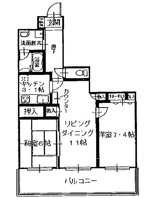 Floor plan. 2LDK, Price 21 million yen, Footprint 62.9 sq m , Balcony area 15.15 sq m spacious balcony it will be transmitted also to look at this floor plan