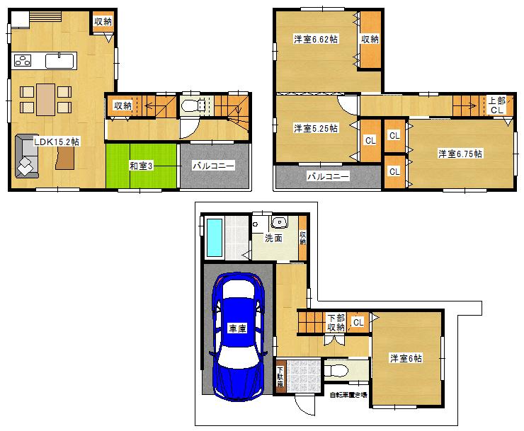 Floor plan. 31,400,000 yen, 5LDK, Land area 66.17 sq m , Building area 124.01 sq m 5LDK