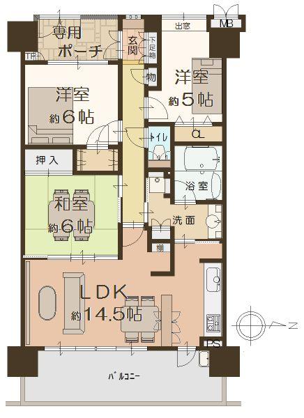 Floor plan. 3LDK, Price 25,800,000 yen, Occupied area 72.91 sq m , Balcony area 13.3 sq m   [Floor plan]
