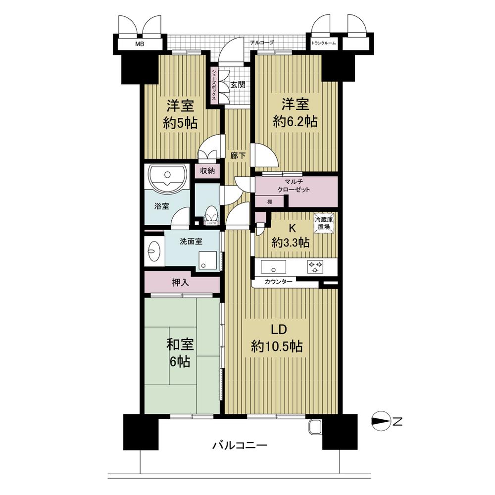 Floor plan. 3LDK, Price 22,800,000 yen, Occupied area 70.65 sq m , Balcony area 11.78 sq m
