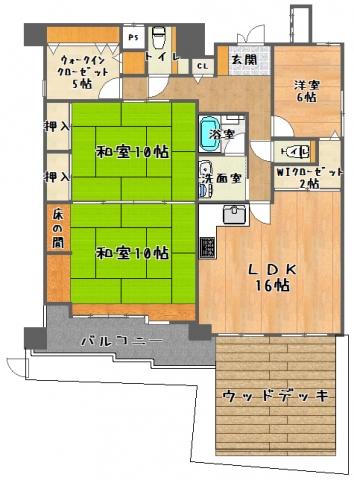 Floor plan. 3LDK, Price 29,800,000 yen, Footprint 113.48 sq m , Balcony area 20.55 sq m