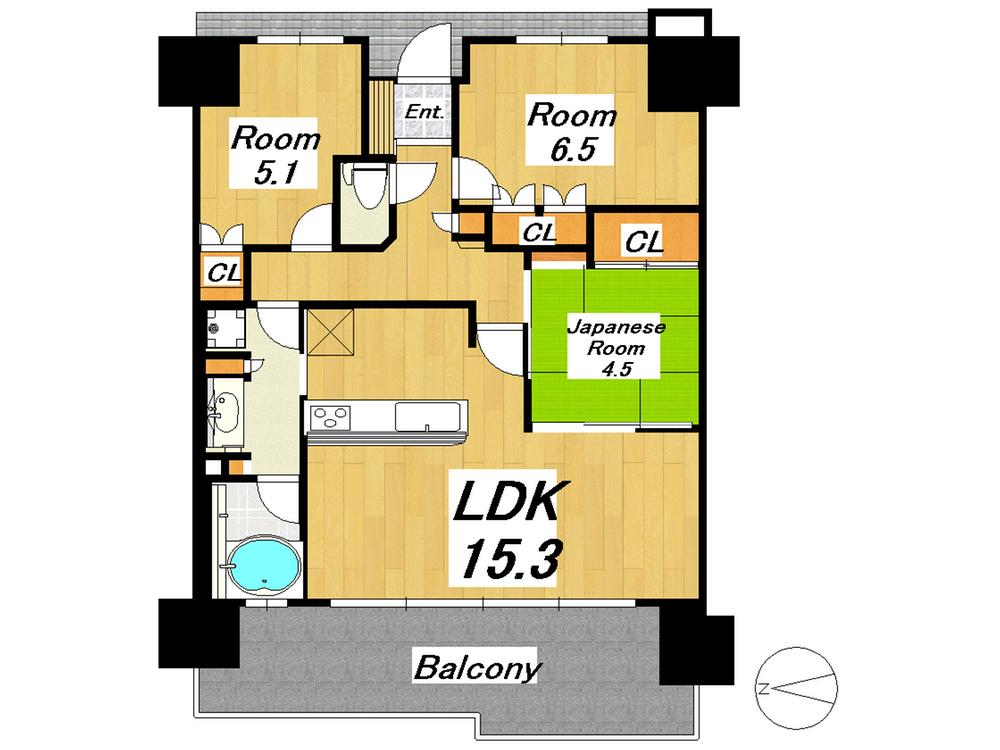 Floor plan. 3LDK, Price 27,800,000 yen, Occupied area 72.11 sq m , Balcony area 16.28 sq m