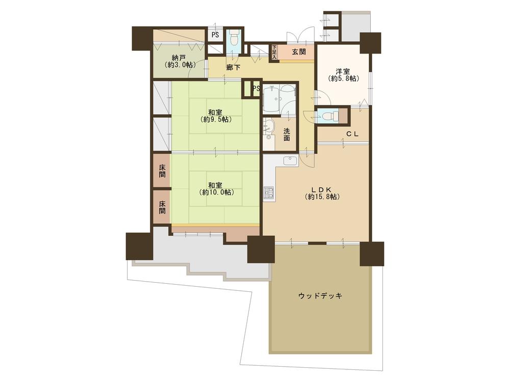 Floor plan. 3LDK + S (storeroom), Price 29,800,000 yen, Footprint 113.48 sq m , Balcony area 20.55 sq m