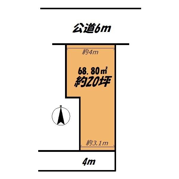 Compartment figure. Land price 14,560,000 yen, Land area 68.8 sq m not come out quite the double-sided road. it's recommended. 